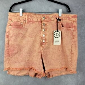 FASHION TO FIGURE Cotton Distressed Tie-Dye Women's‎ JEAN SHORTS Size 22